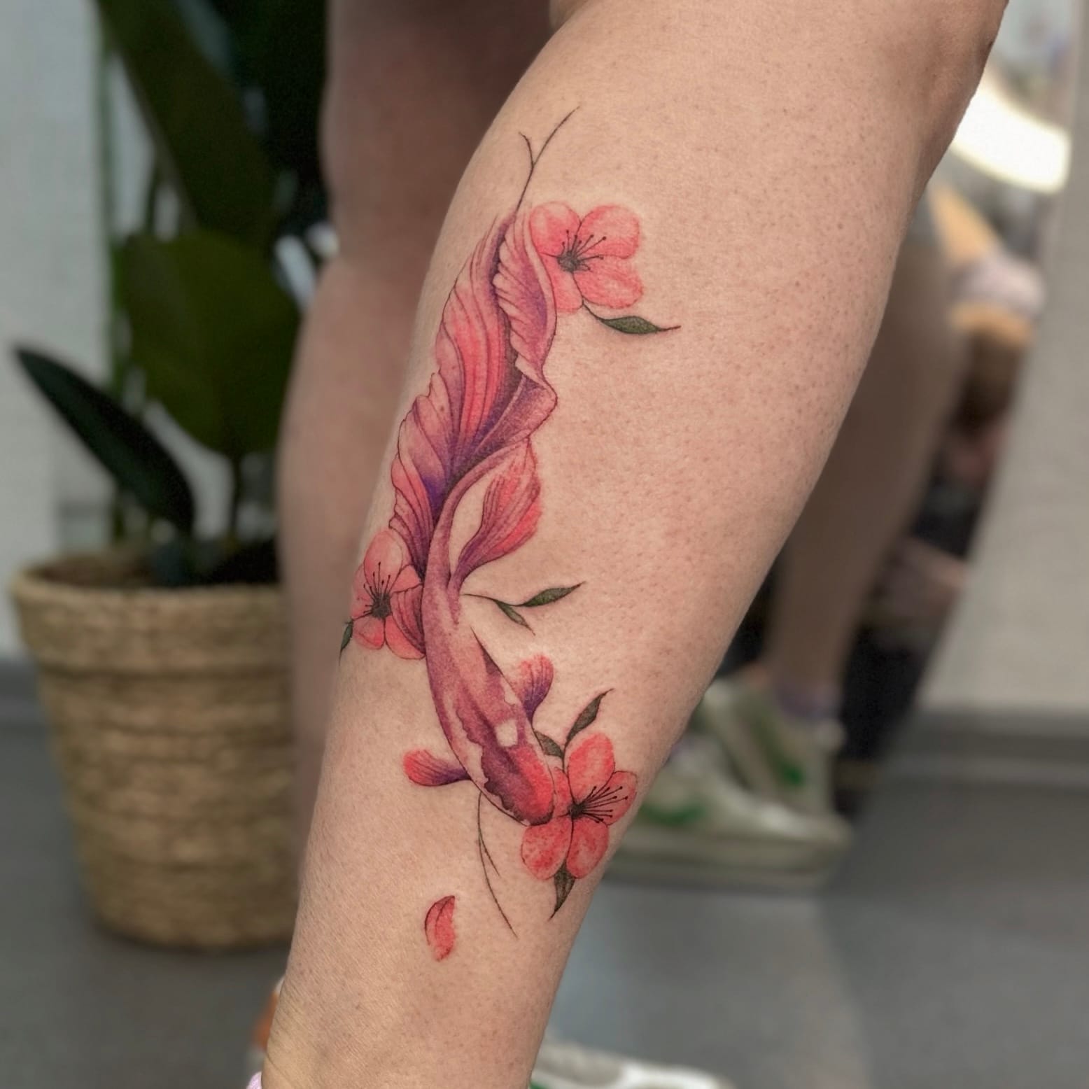 Watercolor tram tattoo inspired by Porto’s city center