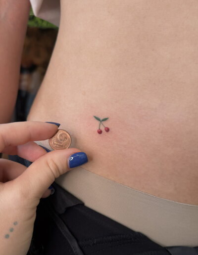 Mini tattoo "Two Cherries" by Kateryna Korkach